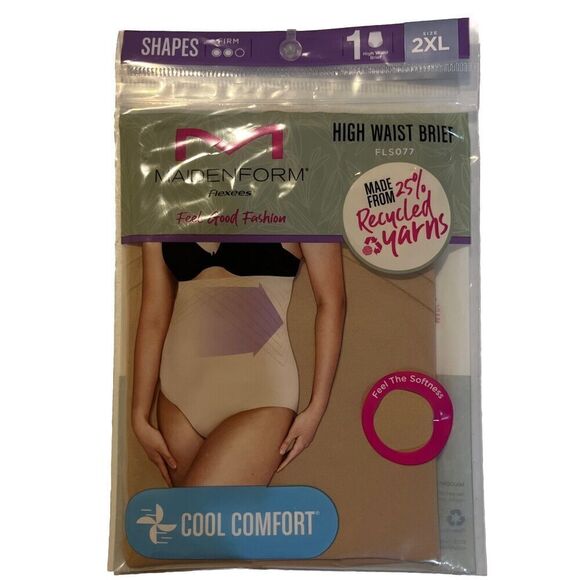 MAIDENFORM FLEXEES FEEL GOOD FASHION HIGH WAIST BRIEF SIZE 2XL BEIGE - Picture 1 of 6